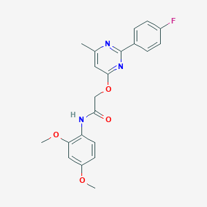 molecular formula C21H20FN3O4 B2565616 N-(2,4-dimethoxyphenyl)-2-{[2-(4-fluorophenyl)-6-methylpyrimidin-4-yl]oxy}acetamide CAS No. 1251582-64-5