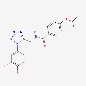 molecular formula C18H17F2N5O2 B2565650 N-{[1-(3,4-difluorophenyl)-1H-1,2,3,4-tetrazol-5-yl]methyl}-4-(propan-2-yloxy)benzamide CAS No. 1005292-75-0