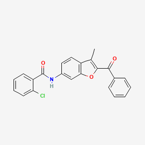 molecular formula C23H16ClNO3 B2565680 N-(2-benzoyl-3-methyl-1-benzofuran-6-yl)-2-chlorobenzamide CAS No. 923218-04-6