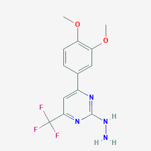 4-(3,4-Dimethoxyphenyl)-2-hydrazinyl-6-(trifluoromethyl)pyrimidine