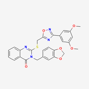 3-(benzo[d][1,3]dioxol-5-ylmethyl)-2-(((3-(3,5-dimethoxyphenyl)-1,2,4-oxadiazol-5-yl)methyl)thio)quinazolin-4(3H)-one
