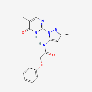 molecular formula C18H19N5O3 B2565708 N-(1-(4,5-dimethyl-6-oxo-1,6-dihydropyrimidin-2-yl)-3-methyl-1H-pyrazol-5-yl)-2-phenoxyacetamide CAS No. 1004680-50-5