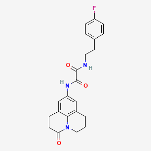 molecular formula C22H22FN3O3 B2565715 N'-[2-(4-fluorophenyl)ethyl]-N-{2-oxo-1-azatricyclo[7.3.1.0^{5,13}]trideca-5,7,9(13)-trien-7-yl}ethanediamide CAS No. 898455-98-6
