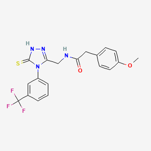 molecular formula C19H17F3N4O2S B2565733 2-(4-METHOXYPHENYL)-N-({5-SULFANYLIDENE-4-[3-(TRIFLUOROMETHYL)PHENYL]-4,5-DIHYDRO-1H-1,2,4-TRIAZOL-3-YL}METHYL)ACETAMIDE CAS No. 391888-27-0