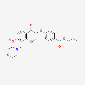molecular formula C24H25NO7 B2565738 propyl 4-({7-hydroxy-8-[(morpholin-4-yl)methyl]-4-oxo-4H-chromen-3-yl}oxy)benzoate CAS No. 844861-33-2
