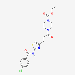 Ethyl 4-(3-(2-(4-chlorobenzamido)thiazol-4-yl)propanoyl)piperazine-1-carboxylate