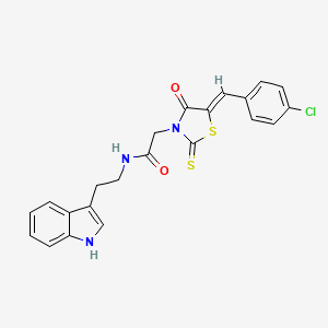 molecular formula C22H18ClN3O2S2 B2565840 2-[(5Z)-5-(4-chlorobenzylidene)-4-oxo-2-thioxo-1,3-thiazolidin-3-yl]-N-[2-(1H-indol-3-yl)ethyl]acetamide CAS No. 941950-85-2