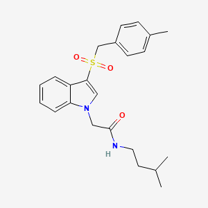 molecular formula C23H28N2O3S B2565847 N-(3-methylbutyl)-2-{3-[(4-methylphenyl)methanesulfonyl]-1H-indol-1-yl}acetamide CAS No. 878063-39-9