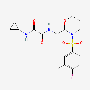 molecular formula C17H22FN3O5S B2565873 N-cyclopropyl-N'-{[3-(4-fluoro-3-methylbenzenesulfonyl)-1,3-oxazinan-2-yl]methyl}ethanediamide CAS No. 872725-03-6