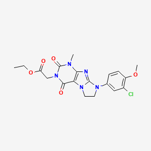 molecular formula C19H20ClN5O5 B2565878 ethyl 2-[8-(3-chloro-4-methoxyphenyl)-1-methyl-2,4-dioxo-1H,2H,3H,4H,6H,7H,8H-imidazo[1,2-g]purin-3-yl]acetate CAS No. 923448-16-2