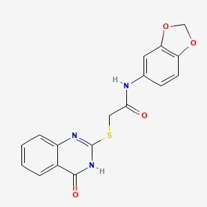 molecular formula C17H13N3O4S B2565879 N-(benzo[d][1,3]dioxol-5-yl)-2-((4-oxo-1,4-dihydroquinazolin-2-yl)thio)acetamide CAS No. 561028-86-2