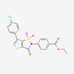 B2565893 ethyl 4-[6-(4-chlorophenyl)-1,1-dioxido-3-oxothieno[2,3-d][1,2]thiazol-2(3H)-yl]benzoate CAS No. 1031577-98-6
