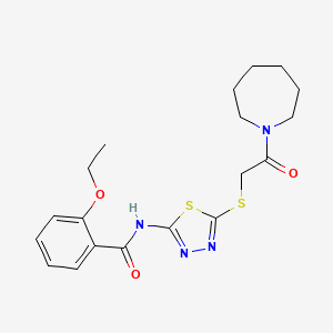 molecular formula C19H24N4O3S2 B2565909 N-(5-{[2-(azepan-1-yl)-2-oxoethyl]sulfanyl}-1,3,4-thiadiazol-2-yl)-2-ethoxybenzamide CAS No. 476466-63-4