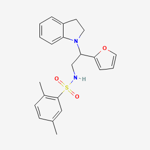 molecular formula C22H24N2O3S B2565911 N-(2-(furan-2-yl)-2-(indolin-1-yl)ethyl)-2,5-dimethylbenzenesulfonamide CAS No. 898458-29-2