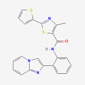 molecular formula C22H16N4OS2 B2565918 N-(2-(imidazo[1,2-a]pyridin-2-yl)phenyl)-4-methyl-2-(thiophen-2-yl)thiazole-5-carboxamide CAS No. 1795303-29-5