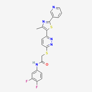 molecular formula C21H15F2N5OS2 B2565935 N-(3,4-difluorophenyl)-2-((6-(4-methyl-2-(pyridin-3-yl)thiazol-5-yl)pyridazin-3-yl)thio)acetamide CAS No. 955261-59-3