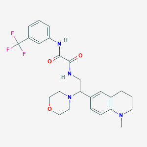 molecular formula C25H29F3N4O3 B2565936 N-[2-(1-methyl-1,2,3,4-tetrahydroquinolin-6-yl)-2-(morpholin-4-yl)ethyl]-N'-[3-(trifluoromethyl)phenyl]ethanediamide CAS No. 922120-64-7