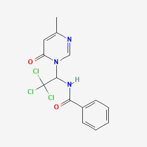 B2565962 N-[2,2,2-trichloro-1-(4-methyl-6-oxopyrimidin-1-yl)ethyl]benzamide CAS No. 165058-96-8