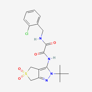 molecular formula C18H21ClN4O4S B2566021 N-{2-tert-butyl-5,5-dioxo-2H,4H,6H-5lambda6-thieno[3,4-c]pyrazol-3-yl}-N'-[(2-chlorophenyl)methyl]ethanediamide CAS No. 899751-33-8