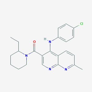 molecular formula C23H25ClN4O B2566035 N-(4-chlorophenyl)-3-(2-ethylpiperidine-1-carbonyl)-7-methyl-1,8-naphthyridin-4-amine CAS No. 1251564-58-5
