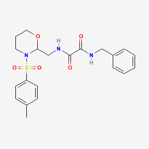 molecular formula C21H25N3O5S B2566049 N1-benzyl-N2-((3-tosyl-1,3-oxazinan-2-yl)methyl)oxalamide CAS No. 872862-58-3