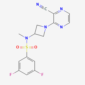 molecular formula C15H13F2N5O2S B2566069 N-[1-(3-cyanopyrazin-2-yl)azetidin-3-yl]-3,5-difluoro-N-methylbenzene-1-sulfonamide CAS No. 2380177-67-1