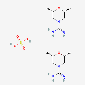 molecular formula C14H32N6O6S B2566110 bis((2R,6S)-2,6-dimethylmorpholine-4-carboximidamide); sulfuric acid CAS No. 2089245-19-0