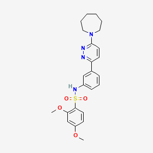 molecular formula C24H28N4O4S B2566150 N-{3-[6-(azepan-1-yl)pyridazin-3-yl]phenyl}-2,4-dimethoxybenzene-1-sulfonamide CAS No. 933210-88-9