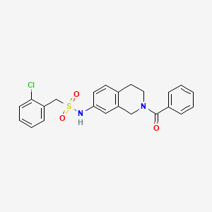 molecular formula C23H21ClN2O3S B2566194 N-(2-benzoyl-1,2,3,4-tetrahydroisoquinolin-7-yl)-1-(2-chlorophenyl)methanesulfonamide CAS No. 955640-00-3