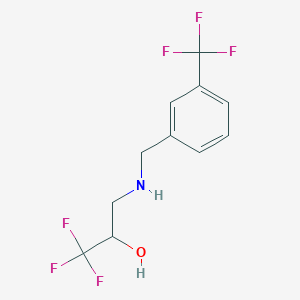molecular formula C11H11F6NO B2566242 1,1,1-Trifluoro-3-((3-(trifluoromethyl)benzyl)amino)propan-2-ol CAS No. 478068-12-1