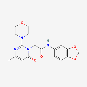 molecular formula C18H20N4O5 B2566259 N-(2H-1,3-benzodioxol-5-yl)-2-[4-methyl-2-(morpholin-4-yl)-6-oxo-1,6-dihydropyrimidin-1-yl]acetamide CAS No. 1251707-68-2