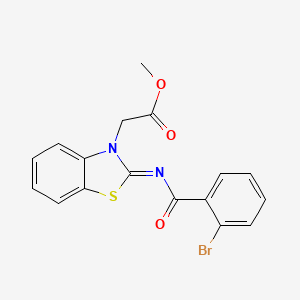 molecular formula C17H13BrN2O3S B2566345 methyl 2-[(2Z)-2-[(2-bromobenzoyl)imino]-2,3-dihydro-1,3-benzothiazol-3-yl]acetate CAS No. 865197-59-7