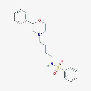 molecular formula C20H26N2O3S B2566379 N-[4-(2-phenylmorpholin-4-yl)butyl]benzenesulfonamide CAS No. 954002-12-1