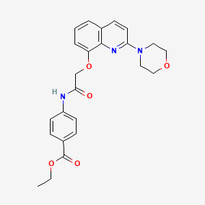 molecular formula C24H25N3O5 B2566431 Ethyl 4-(2-((2-morpholinoquinolin-8-yl)oxy)acetamido)benzoate CAS No. 941989-35-1