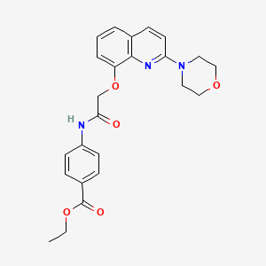 Ethyl 4-(2-((2-morpholinoquinolin-8-yl)oxy)acetamido)benzoate