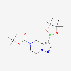 molecular formula C17H28BN3O4 B2566442 tert-butyl 3-(tetramethyl-1,3,2-dioxaborolan-2-yl)-4H,5H,6H,7H-pyrazolo[1,5-a]pyrazine-5-carboxylate CAS No. 1798843-08-9