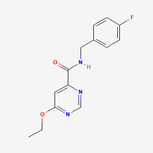 molecular formula C14H14FN3O2 B2566455 6-ethoxy-N-[(4-fluorophenyl)methyl]pyrimidine-4-carboxamide CAS No. 2034249-45-9
