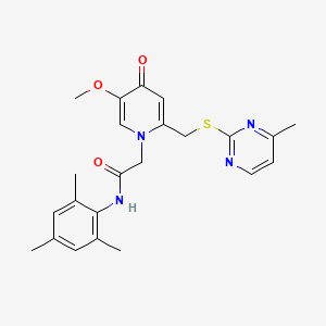 molecular formula C23H26N4O3S B2566461 2-(5-methoxy-2-{[(4-methylpyrimidin-2-yl)sulfanyl]methyl}-4-oxo-1,4-dihydropyridin-1-yl)-N-(2,4,6-trimethylphenyl)acetamide CAS No. 920200-50-6
