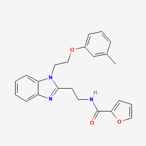 molecular formula C23H23N3O3 B2566529 N-(2-{1-[2-(3-methylphenoxy)ethyl]-1H-1,3-benzodiazol-2-yl}ethyl)furan-2-carboxamide CAS No. 871552-82-8