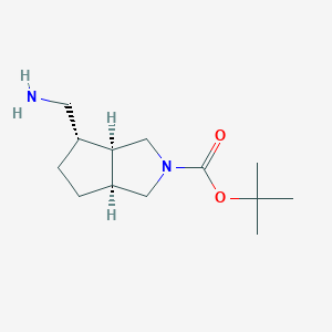B2566566 tert-butyl (3aR,4S,6aS)-4-(aminomethyl)-3,3a,4,5,6,6a-hexahydro-1H-cyclopenta[c]pyrrole-2-carboxylate CAS No. 1251019-89-2