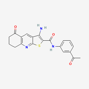 molecular formula C20H17N3O3S B2566577 N-(3-acetylphenyl)-3-amino-5-oxo-5,6,7,8-tetrahydrothieno[2,3-b]quinoline-2-carboxamide 