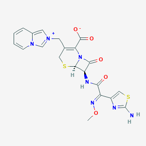 molecular formula C21H19N7O5S2 B025666 7-(2-(2-Aminothiazole-4-yl)-2-methoxyiminoacetamido)-3-(imidazo(1,5-a)pyridinium-2-yl)methyl-3-cephem-4-carboxylate CAS No. 103313-22-0