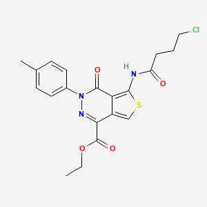 molecular formula C20H20ClN3O4S B2566682 ethyl 5-(4-chlorobutanamido)-3-(4-methylphenyl)-4-oxo-3H,4H-thieno[3,4-d]pyridazine-1-carboxylate CAS No. 851948-00-0
