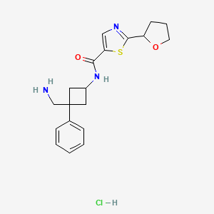 N-[3-(Aminomethyl)-3-phenylcyclobutyl]-2-(oxolan-2-yl)-1,3-thiazole-5-carboxamide;hydrochloride