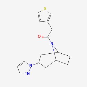 1-((1R,5S)-3-(1H-pyrazol-1-yl)-8-azabicyclo[3.2.1]octan-8-yl)-2-(thiophen-3-yl)ethan-1-one