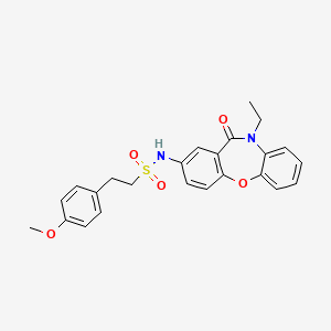 molecular formula C24H24N2O5S B2566711 N-(10-ethyl-11-oxo-10,11-dihydrodibenzo[b,f][1,4]oxazepin-2-yl)-2-(4-methoxyphenyl)ethanesulfonamide CAS No. 921920-35-6