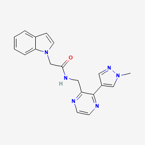 2-(1H-indol-1-yl)-N-((3-(1-methyl-1H-pyrazol-4-yl)pyrazin-2-yl)methyl)acetamide