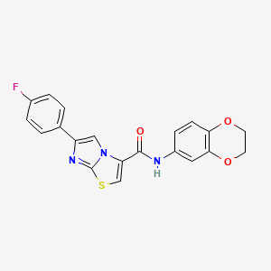 molecular formula C20H14FN3O3S B2566734 N-(2,3-dihydro-1,4-benzodioxin-6-yl)-6-(4-fluorophenyl)imidazo[2,1-b][1,3]thiazole-3-carboxamide CAS No. 1049446-45-8