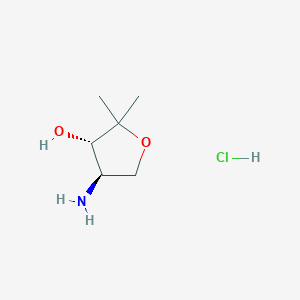 B2566750 (3S,4R)-4-Amino-2,2-dimethyloxolan-3-ol;hydrochloride CAS No. 2418596-50-4