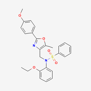 molecular formula C26H26N2O5S B2566769 N-(2-ethoxyphenyl)-N-{[2-(4-methoxyphenyl)-5-methyl-1,3-oxazol-4-yl]methyl}benzenesulfonamide CAS No. 1251698-98-2